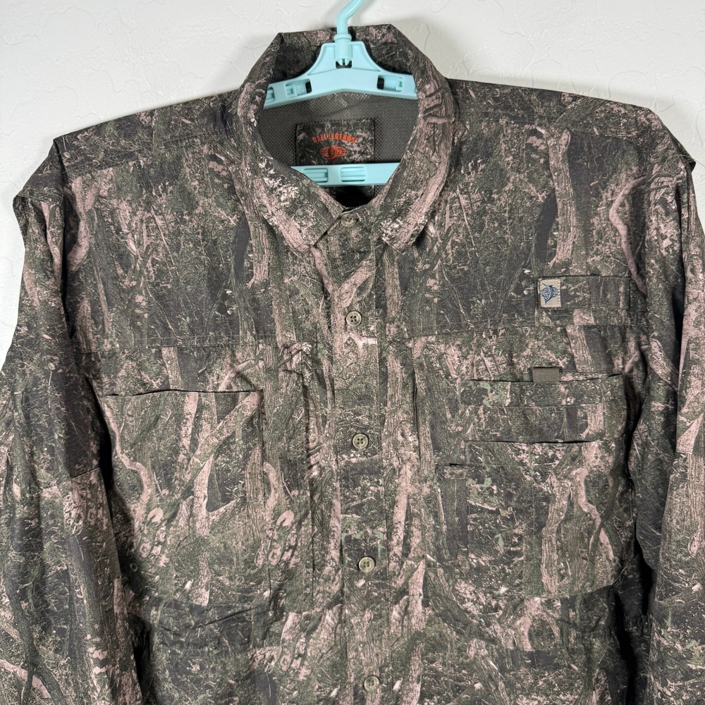 Reel Legends Fishing Shirt Mens XL Green Camo Long Sleeve Vented Hunting Outdoor